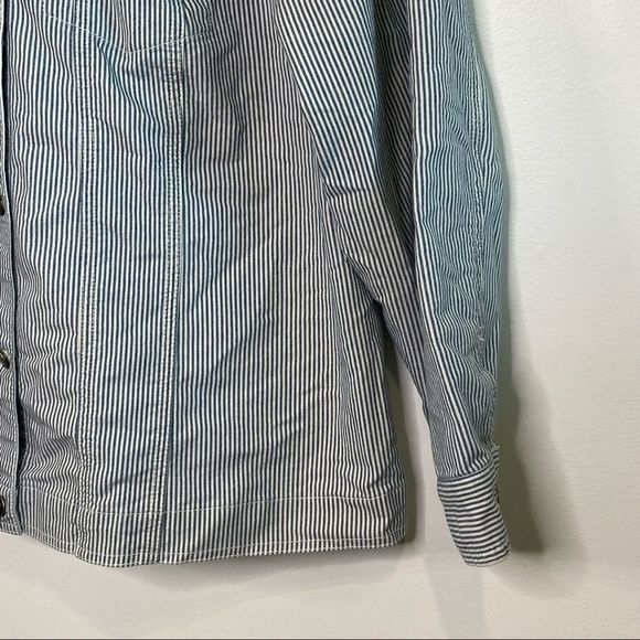 CJ BANKS micro stripe button down cotton jacket 2X - Picture 2 of 7